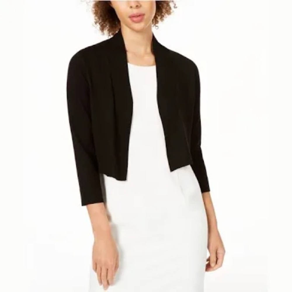 Calvin Klein Women's Cropped Open-Front Three-Quarter Sleeve Cardigan